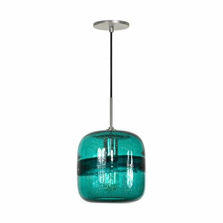 JESCO LIGHTING GROUP PD407-TEBN 8 in. Brushed Nickel Mini Pendant Ceiling Light in Envisage Teal PD407-TE/BN